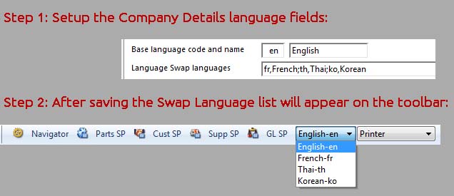 Language Swap Setup illustration.