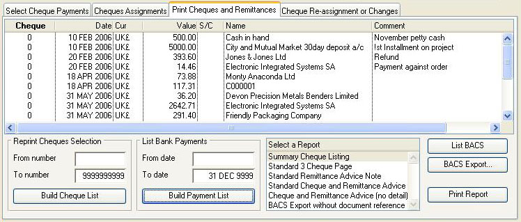 Bank Cheque Review and Printing - Print Cheques pane