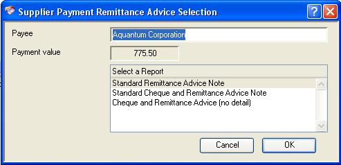 Supplier Payment Remittance Advice Selection