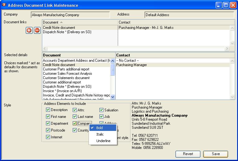 Address Document Link Maintenance