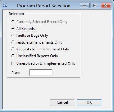 Program Report Selection