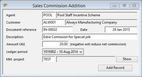 Sales Commission Addition