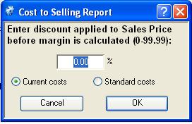 Cost to Selling Report