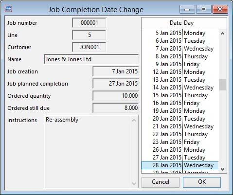 Job Completion Date Change