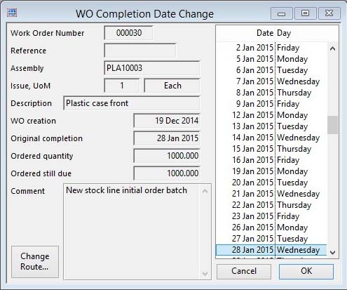 WO Completion Date Change