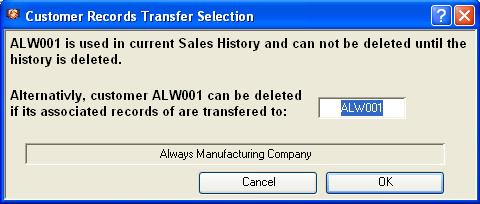 Customer Records Transfer Selection
