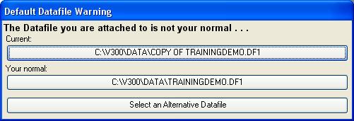 Default Datafile Warning