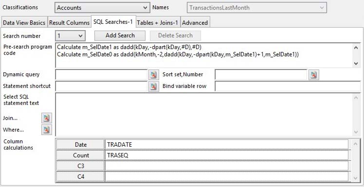 Searches on the data to generate the data for the view using SQL Select.