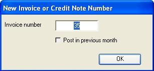 New Invoice or Credit Note Number