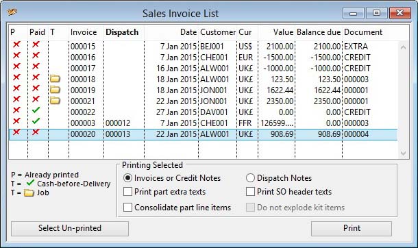 Sales Invoice List