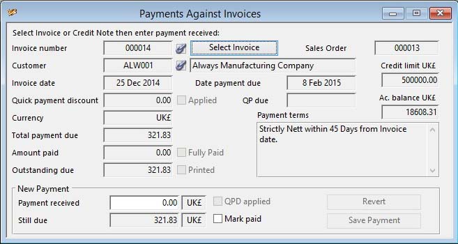 Payments Against Invoices