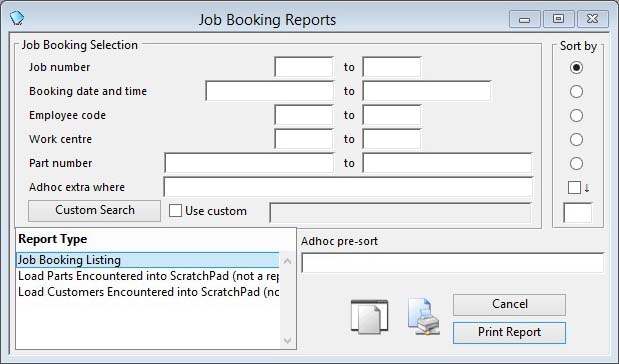 Job Booking Reports