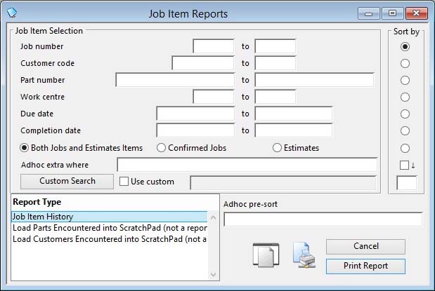 Job Item Reports
