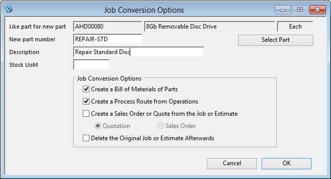 Job Conversion Options