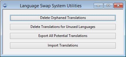 Language Swap System Utilities window.