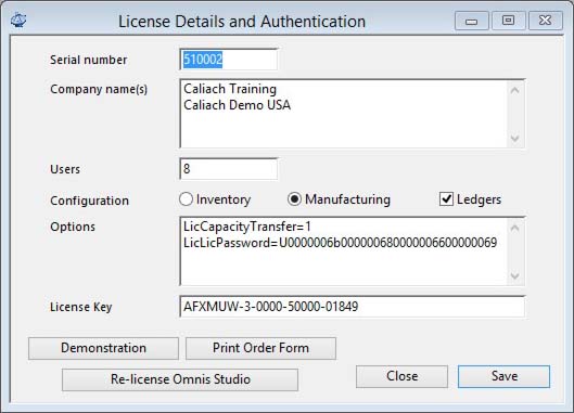 License Details and Authentication