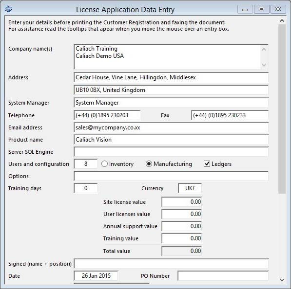 License Application Data Entry