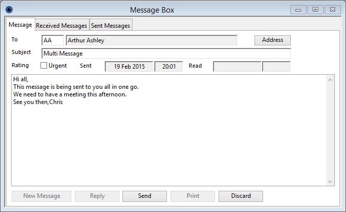 Message Box Message tab