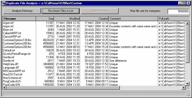 Duplicate File Analysis window