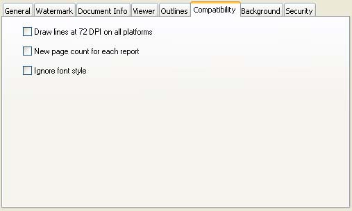 PDF Advanced Options - Compatibility tab pane