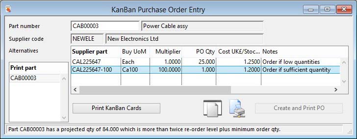 KanBan Purchase Order Entry