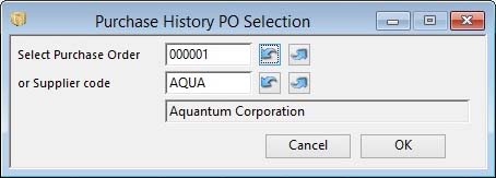Purchase History PO Selection