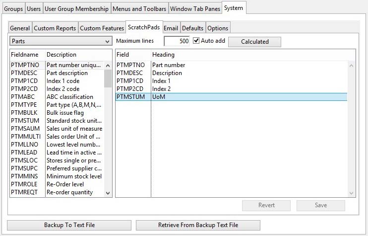 Privileges and Settings - System pane