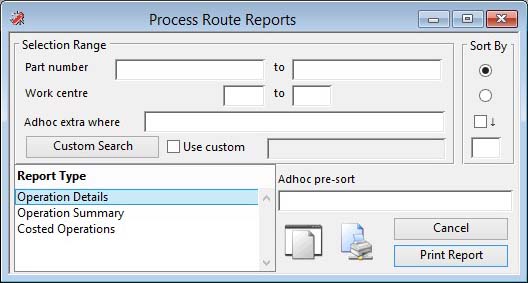 Process Route Reports