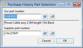 Purchase History Part Selection