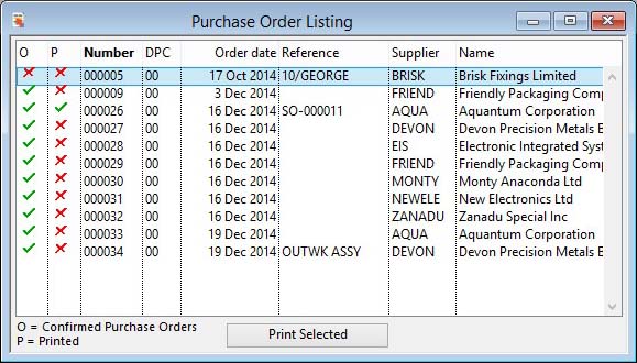 Purchase Order Listing