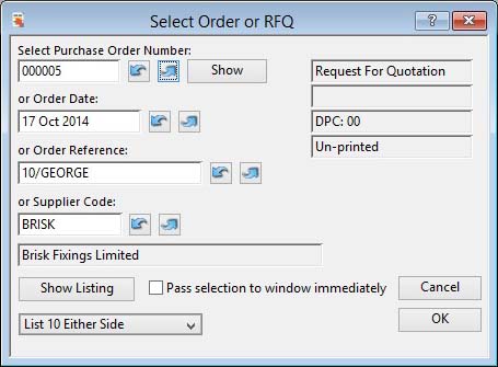 Select Purchase Order