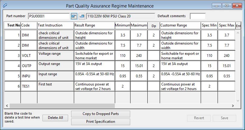 Part Quality Assurance Regime Maintenance