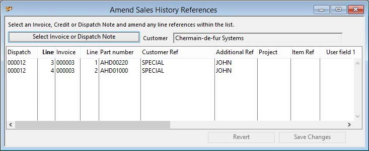 Amend Sales History References
