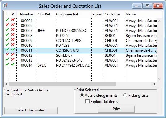 Sales Order and Quotation List