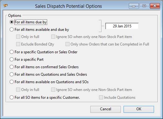 Sales Dispatch Potential Options