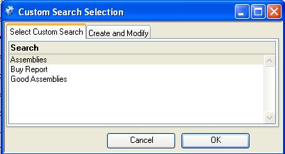 Custom Search Selection - Select tab pane