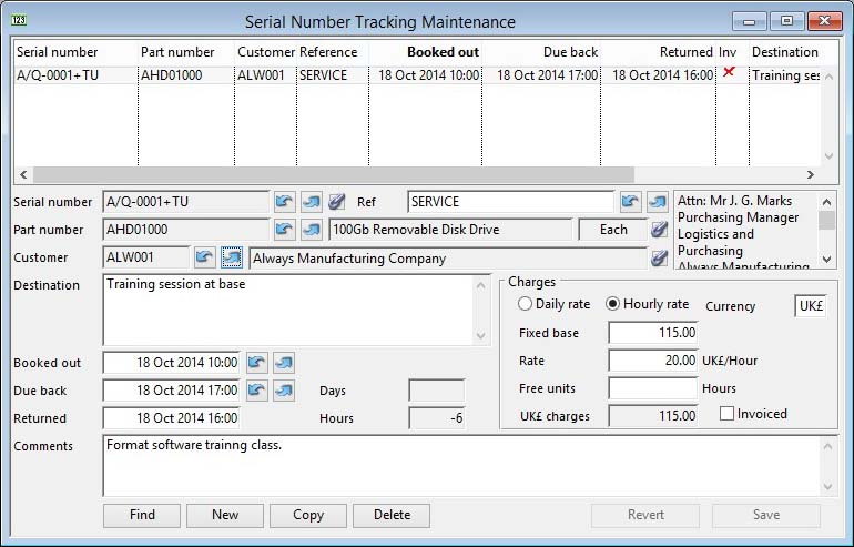 Serial Number Tracking Maintenance