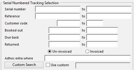 Serial Number Tracking Selection