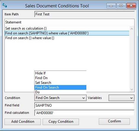 Sales Document Configuration Conditions Tool