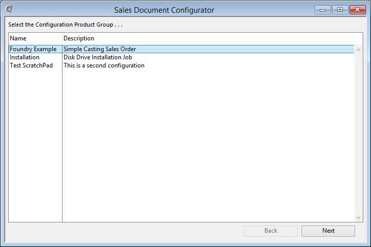 Sales Document Configurator - Configuration List