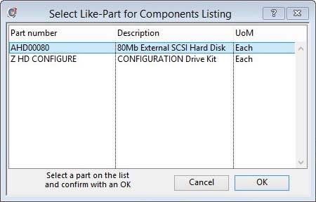 Select Like-Part for Components Listing