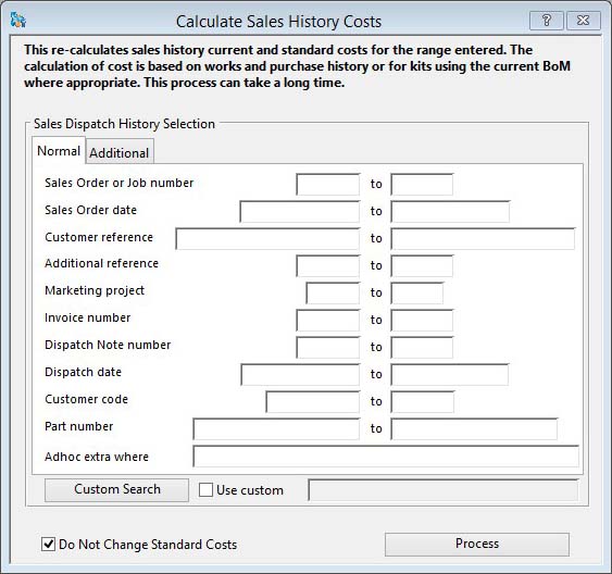 Calculate Sales History Costs