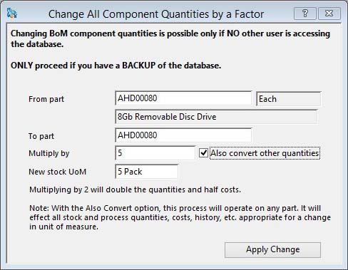 Change All Component Quantities by a Factor