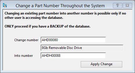 Change a Part Number Throughout the System