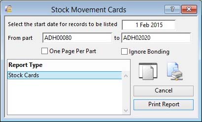 Stock Movement Cards