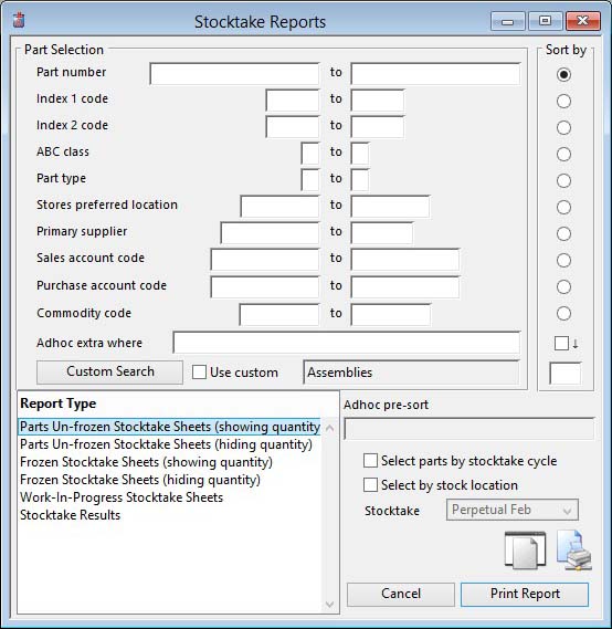 Stocktake Reports