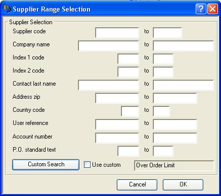 Supplier Range Selection