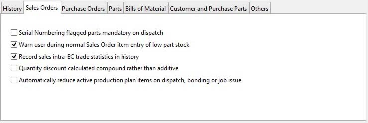 System Preferences - Sales Orders pane
