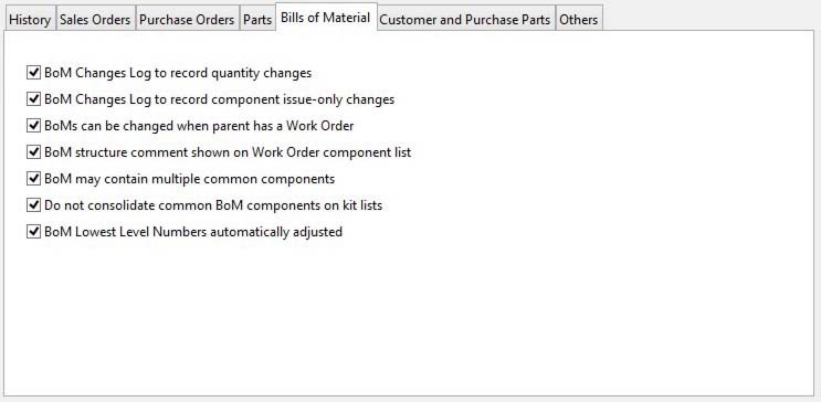 System Preferences - Bills of Material pane