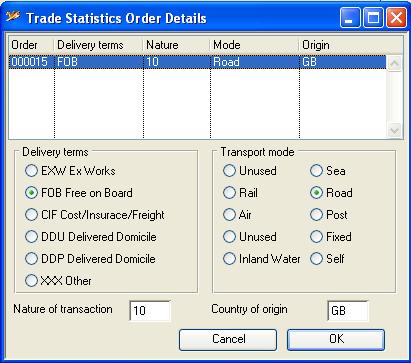 Trade Statistics Order Details